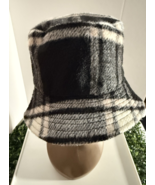 Steve Madden Black White Plaid Bucket Hat Fuzzy OS Womens Logo Warm - Wi... - €18,69 EUR