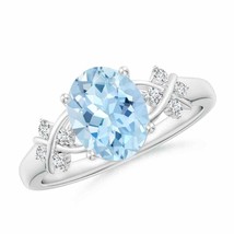 Authenticity Guarantee 
ANGARA Solitaire Oval Aquamarine Criss Cross Ring wit... - £1,080.91 GBP
