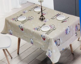Peva Kitchen Tablecloth,52&quot;x70&quot;Oblong, Cute Animated Bears &amp; Sports, Football,Rs - £11.67 GBP