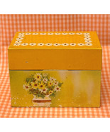 Vintage Ohio Art tin recipe box yellow daisies metal retro with some car... - $95.03 MXN