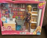 Barbie Supermarket Playset Blonde Hair With 25 Accessories Partly Open Box - $22.00