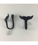 Whale Tail Coat Hook 2 Pc Solid Hanger Wall Mount 13.5 Cm Dark Blue 5.1”... - $44.60 CAD