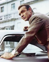 Sean Connery as James Bond leaning on Aston Martin from Goldfinger 8x10 photo - £7.62 GBP