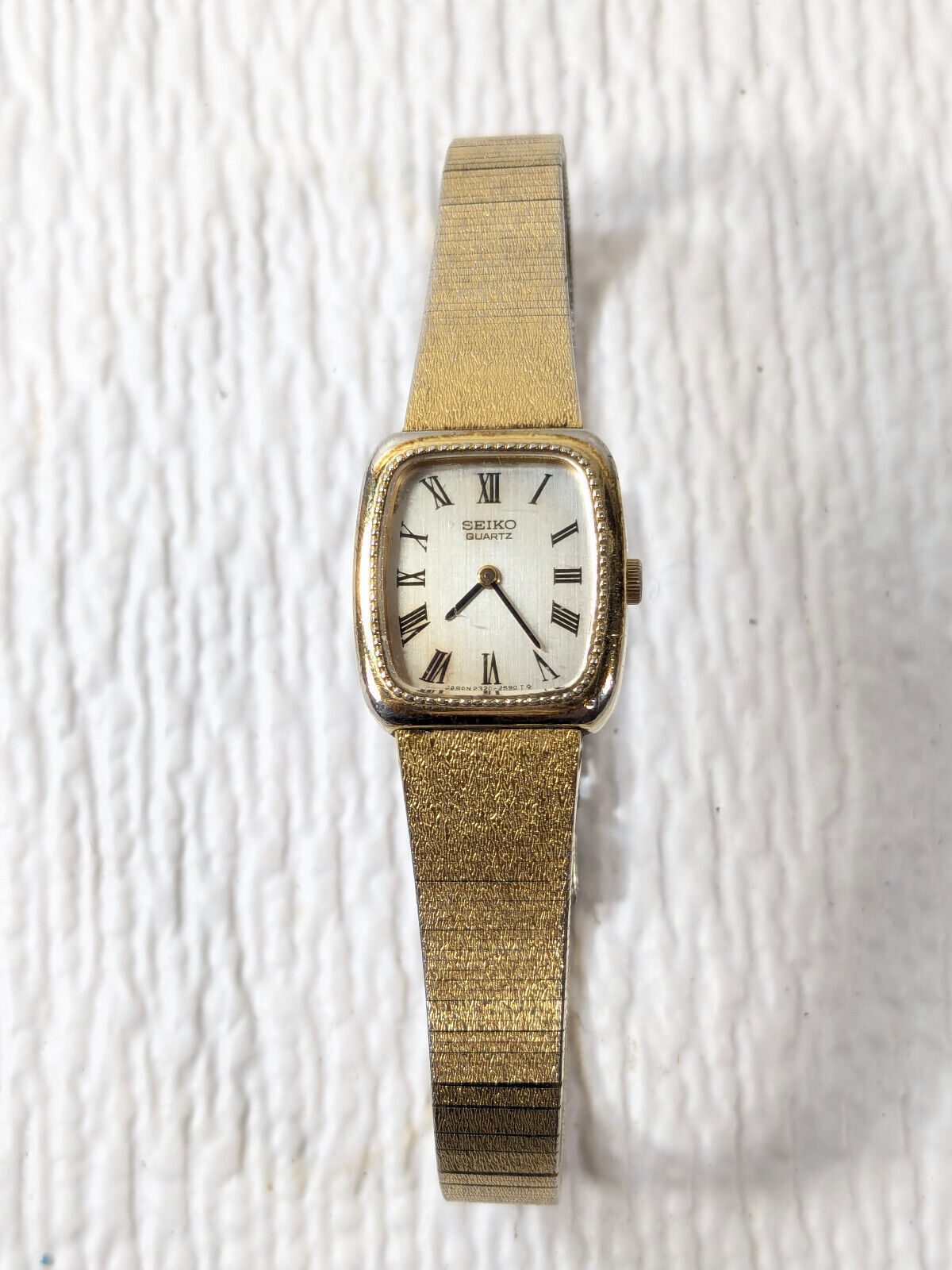 Vintage Seiko Watch Women Gold Tone Silver Dial Rectangle 2320-6349 wris... - $43.00