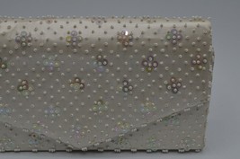 Emson Beaded Sequined Clutch Handbag Purse Vintage Wedding Cream White 1980s - £22.82 GBP