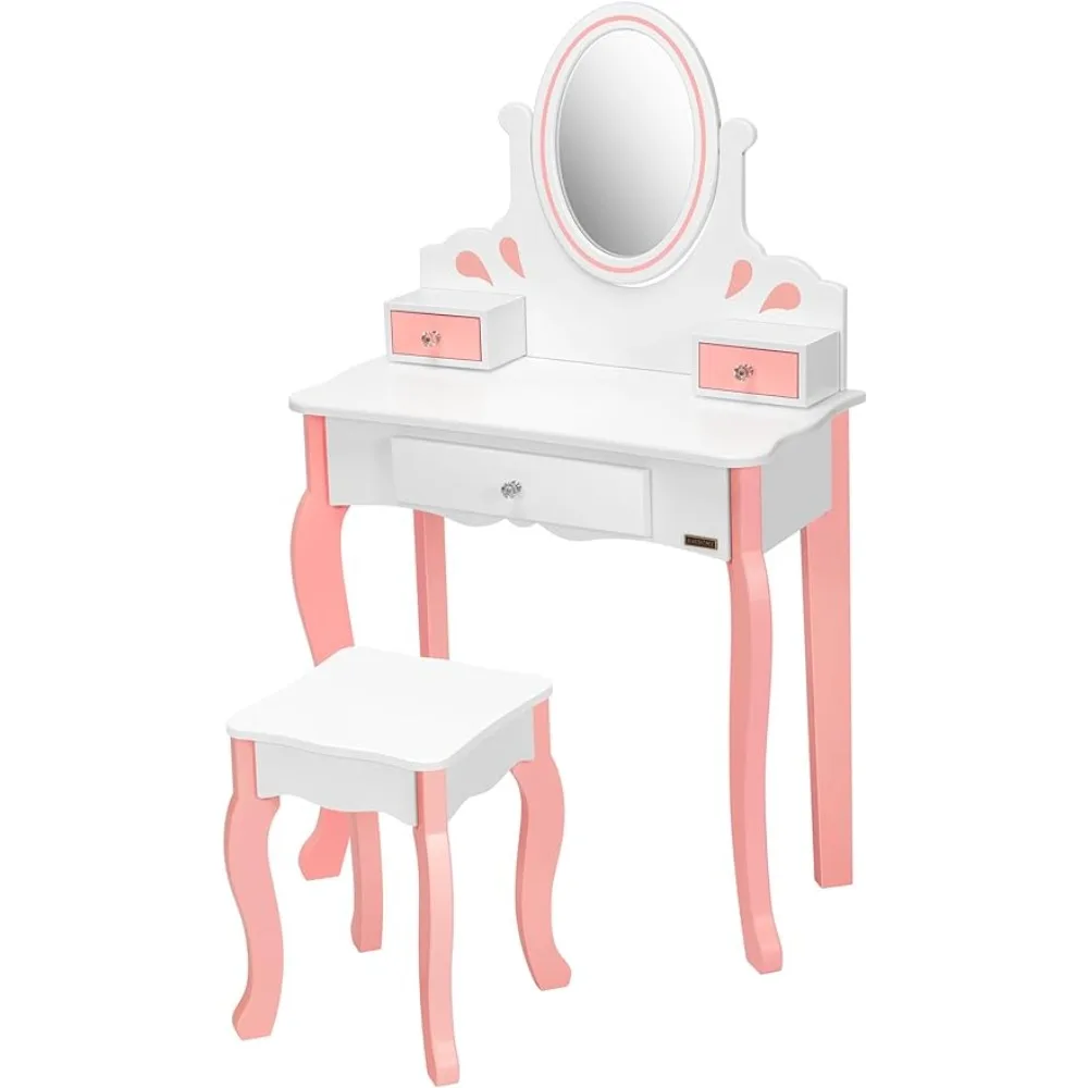 Princess MDF Makeup Dressing Table With 360° Rotating Mirror and Drawers... - $186.88