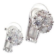 Authentic! Van Cleef &amp; Arpels Platinum Diamond Fleurette Flower Earrings - $20,000.00