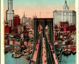 View From Brooklyn Bridge Tower New York NY UNP WB Postcard E5 - $9.85