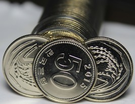 Gem Unc Roll (40) South Korea 2015 F.A.O. Issue 50 Won Coins~Wild Oat Sprig~Fr/S - £36.41 GBP