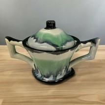 Vintage Guppies California Ware Pottery Sugar Bowl Dripping Blue Green - €17,18 EUR