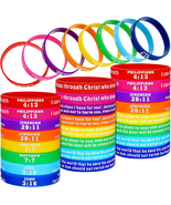 48 Pcs Religious Bracelets Rubber Christian Scripture Bracelets Silicone... - £13.85 GBP