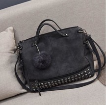 Artificial Leather Women&#39;S Bags Luxury Designer Women Shoulder Bag Retro Rivet M - $74.77