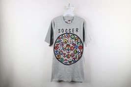 Vintage 90s Mens Large Spell Out 1994 World Cup Soccer Nations T-Shirt Gray - £39.07 GBP