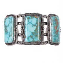 6.75&quot; Large Vintage Navajo Sterling and turquoise bracelet - £735.86 GBP