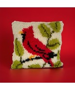 Vintage Hooked Pillow Cardinal Bird 13” x 15” Handmade Needlework Pillow - $355.46 MXN