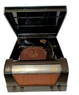 1948 Silvertone Radio Phonograph Model 8080 Black Bakelite Ch 101.852 Works - $271.76