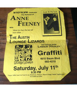 Vintage Graffiti cafe Pittsburgh show flyer handbill Anne Feeney lounge ... - £15.53 GBP