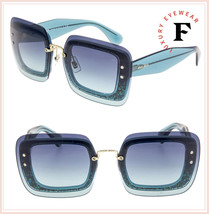 MIU MIU REVEAL Sunglasses MU01RS Turquoise Blue Azure Glitter Gradient 01R Women - £266.19 GBP