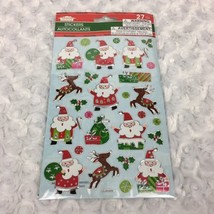 Christmas Holiday Santa Reindeer Holly Metallic Dimensional 27 Count Stickers - £4.66 GBP