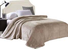 Exclusive Mezcla Waffle Textured Soft Fleece Blanket In Camel, Queen Size Bed - £30.35 GBP