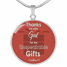 Express Your Love Gifts Thanks Be Unto God Bible Verse Circle Necklace Engraved  - £55.65 GBP