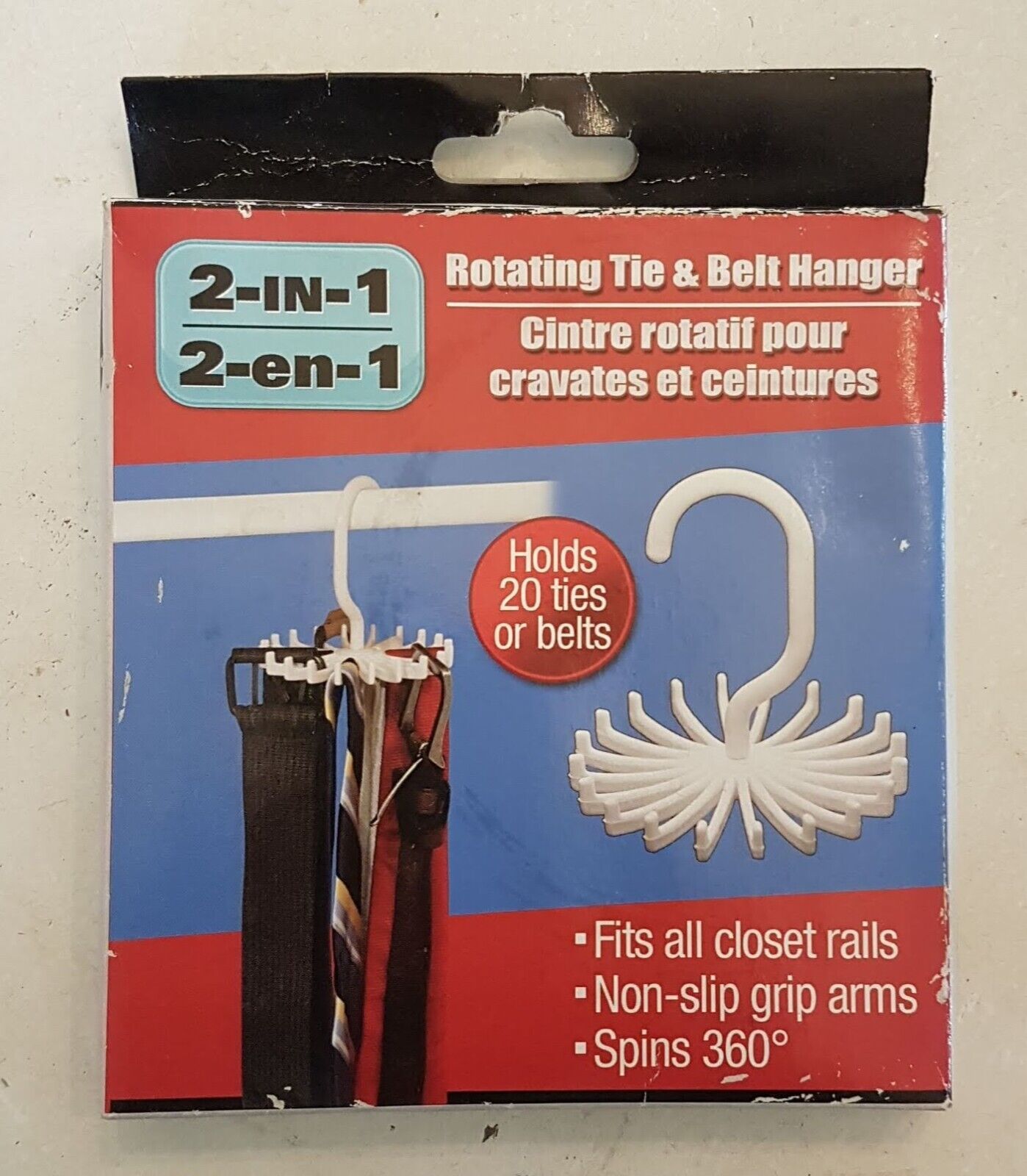 Revolving NECK TIE ORGANIZER White Plastic Belt Scarf Hanger Closet Orga... - $4.88