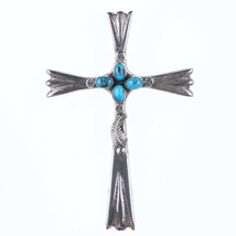 Large Vintage Navajo Sterling and turquoise cross pendant - £258.77 GBP