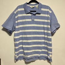 Orvis Mens Blue White Striped Cotton Short Sleeve Polo Shirt Size XL - $16.71