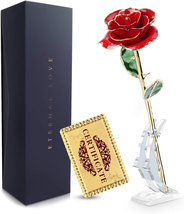 Mothers Day Gift for Mom Wife, Forever 24K Gold Dipped Real Preserved Rose Flowe - £29.80 GBP