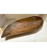 Vintage Japanese Wooden Leaf Shaped Tray 15 inches long 7.5 inche wide - $24.74