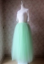 Mint Green Long Tulle Skirt Outfit Women 4-Layered Plus Size Fluffy Tulle Skirt image 2