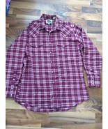 ELY CATTLEMAN PEARL SNAP TEXTURED Red Plaid WESTERN SHIRT 16 1/2 x 34 large - £21.17 GBP