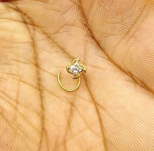  Best Price 18K Yellow Gold Nose Pin Stud Ring Cubic Zirconia Stone Simple Jewel - £53.03 GBP