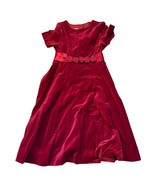 Laura Ashley Red Velvet Short Sleeve Dress With Rose Accent Belt Girls 7... - €41,40 EUR