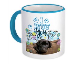 Black Ladrador Puppy : Gift Mug Dog Pet Animal Floral Graphics Cute Sweet - £12.78 GBP