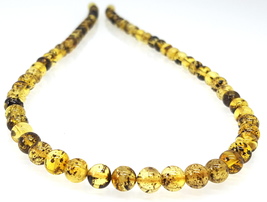 Natural Round Beads Baltic Amber Necklace/ Green Amber  - £72.51 GBP