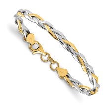 14K Two Tone Gold Polished Twisted Bracelet - £455.62 GBP