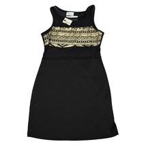 The Page Dress Womens M Black Gold Sheath Sleeveless Round Neck Pullover - $25.62