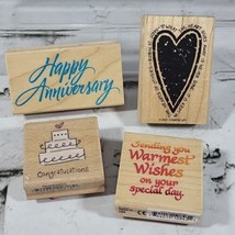 Wedding Anniversary Heart lot of 4 Rubber Stamps - $11.88