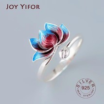 Blue purple Flower Ring Women Vintage Jewelry 925 sterling silver rings for Wome - £7.12 GBP