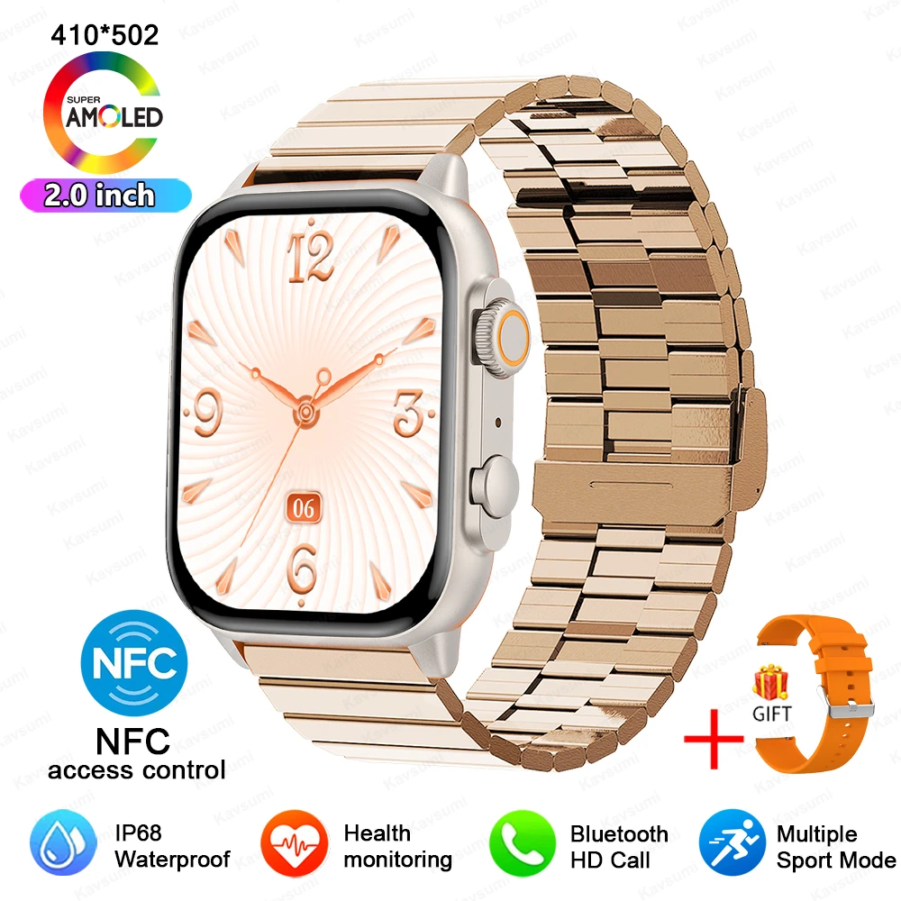 NFC Smart Watch Men Women AMOLED Screen Custom Theme Bluetooth Call Cloc... - $98.30