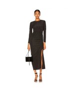 Veronica Beard Amara Ruched Silk Long-Sleeve Embellished Dress Black Size 2 - £193.64 GBP