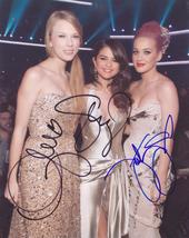 3X Signed Taylor SWIFT- Selena GOMEZ &amp; Katy PERRY with COA Autographed P... - £157.37 GBP