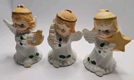 Holly Angel Trio 3 Cherub Holiday Decor Porcelain 54-218 For Christmas Around 4&quot; - £5.92 GBP