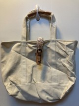 L.L. Bean Canvas Tote RARE Leather Handles, Leather Buckle Closure NEW W... - $48.00