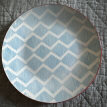 Pfaltzgraff Pad Print 1pc Salad Plate Zig Zag  Blue/whiteNew - $10.88