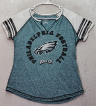 NFL Philadelphia Eagles Majestic T Shirt Football Women Size Large Green V Neck - $17.54