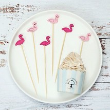 100 Flamingo Skewers 5&quot;&quot; Natural Bamboo Picks Wedding Party Buffet Supplies - £7.73 GBP