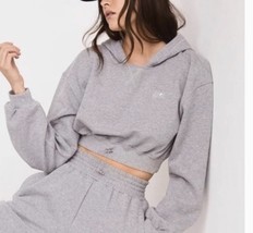 For Love and Lemons Josie Gray Hoody Crop Hoodie Sweatshirt XS NEW NWT H... - $39.59