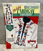 Vtg Daisy Kingdom Fabric Applique Holiday Cardigan Cut Outs Santa&#39;s Elves - $11.97